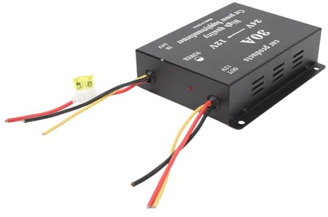 Convertidor De Alimentación De Automóvil 24V A 12V Concha De Aleación De Aluminio Salida De 30A para Refrigerador De Automóvil DVD VCD CD Subwoofer Altavoz Y Cámara De Visualizació