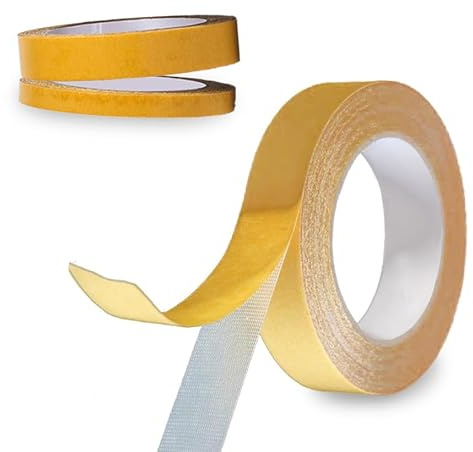 MSLSOZ Nastro adesivo multifunzionale in tessuto, 2 pezzi, 20 m, trasparente, doppio nastro adesivo (1 cm/2 cm di larghezza), forti nastri di montaggio su 2 lati, ideale per vestiti, tappeti, tende