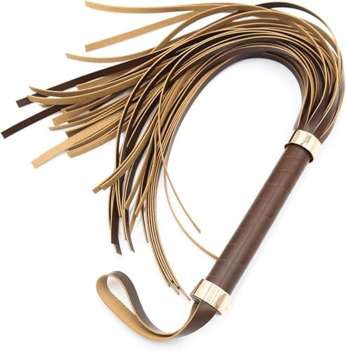 Frusta per Equitazione in Morbida Pelle, Pratico Raccolto Morbido Antiscivolo per Equitazione, Fustigatori per Costume Cosplay, Coffeecolor