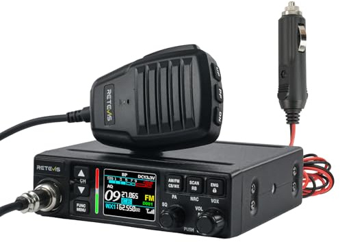 Retevis MB63B Bärbar CB radio med NRC, LCD Färgdisplay, AM/FM CB-Radios, VOX, EMG CH9/19, CTCSS/DCS, 40 kanaler, 12V/24V Fordons Radio Bärbar CB för lastbilsförare (1 Styck, Svart)