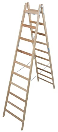 Krause 170125 Sprossen Doppel Leiter Holz, 2x10 Sprossen