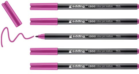 Edding e-1300 - Pennarelli da colorare con punta tonda, 3 mm, confezione da 5, colore: Viola pallido