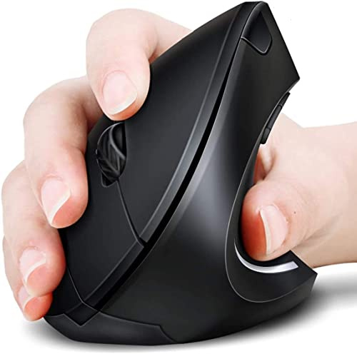 ASOYIOL Ergonomic Mouse Wireless, Vertical Mouse with USB Receiver,6 Buttons 800/1200/1600 Computer Mouse for Laptop PC(Right Hand,Black)