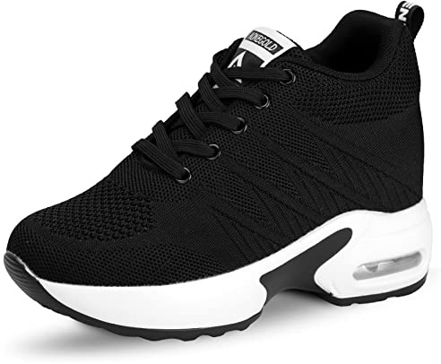 AONEGOLD Dam kilklack sneakers bekväma kilskor sportskor sneakers andas fritidsskor, Svart 2786, 35 EU