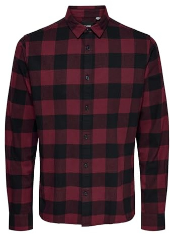Only & Sons Camicia da Uomo ONSGUDMUND, Cabernet, S