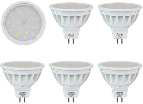 Aiwode Lampadine a LED GU5.3 MR16,Bianco Caldo 2700K,5W Equivalente 50W Lampada Alogena,Ra85 550LM 120° angolo del fascio,Non Dimmerabile DC12V Mr16 LED Faretti,5 Pezzi.