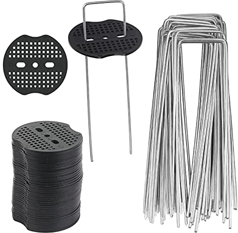 YOLOUP 40Pcs Piquets de Jardin, Sardine Bache avec 40 Rondelles, Piquets de Fixation pour Bàche Toile Paillage, Tissu de Mauvaises Herbes, Feuilles de Sol Tente 15 * 4cm