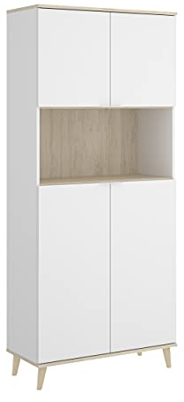 DEKIT GRUPO RIMOBEL WOK -MUEBLE AUXILIAR DE COCINA CON ALMACENAJE - 191x80x40 cm - BLANCO / NATURAL