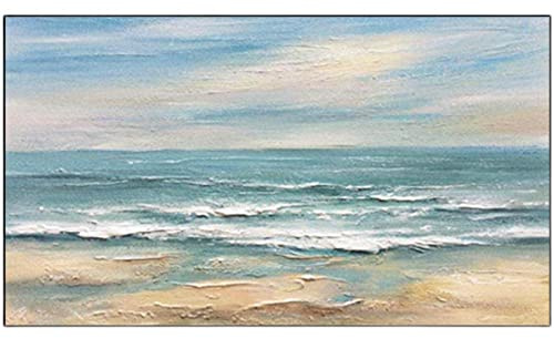 RBWL Cuadros Modernos Al Oleo, Cielo Azul Textura Mar Olas Cielo Playa Paisaje Abstracto Arte Moderno Pintado A Mano Pinturas Al Óleo sobre Lienzo Arte De Pared para Sala De Estar Dormitorio Ofici
