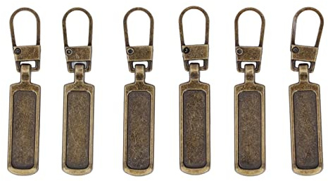 Tirador de Cremallera de 6 Uds., Cabeza de Cremallera de Metal, Reemplazo de Tirador de Cremallera de Color Desmontable para Ropa, Equipaje, Zapatos, Juguetes, Bolsos, Billeteras(Bronce)
