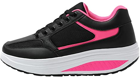 JOMIX Zapatillas Deportivas Mujer Basculantes Sneakers Zapatos Mecedores Cómodos Adelgazar Caminata Jogging Fitness, 01 Fucsia, 36 EU