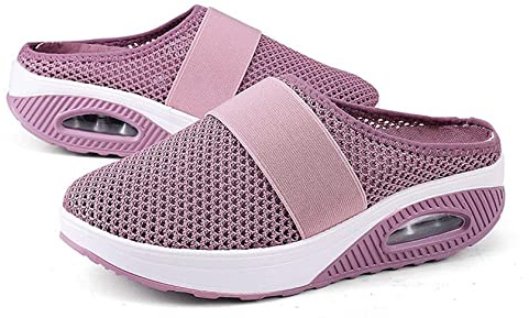 GYCS Scarpe da Diabetica da Donna Traspirante Maglia Sandali Estive Pantofole Ortopediche per Riabilitazione Ciabatte Diabetiche per Artrite Edema Piedi,Rosa,38 EU