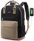 LOVEVOOK Rucksack Damen, 17 Zoll Laptop Rucksack Schulrucksack Mädchen Teenager mit Laptopfach, Wasserdichter Schultasche Daypack für Schule Uni Reisen Arbeit, Khaki Schwarz