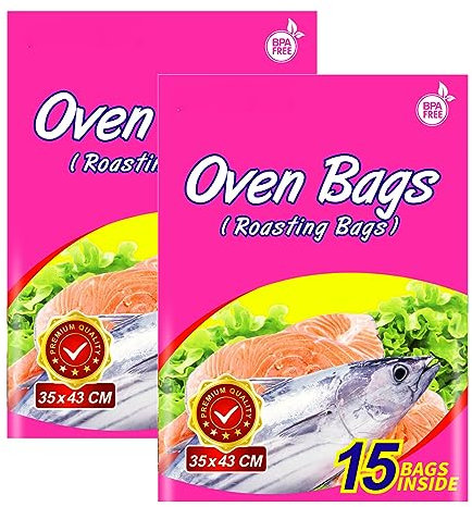 30×Roasting Oven Bags, Cooking Roasting Bags Medium Size for Meats Chicken Fish Vegetables (2Pack, 35 x 43 cm)