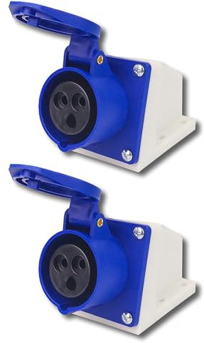 2 Stück 3-polige 32 A Industriesteckdose, IP44 industrielle Formsteckdose, 3-polige wasserdichte Steckerbuchse, IP44 Camping, Wohnwagen, industrielle Wandsteckdose, weiblich, 3-polige Ersatz-Steckdose