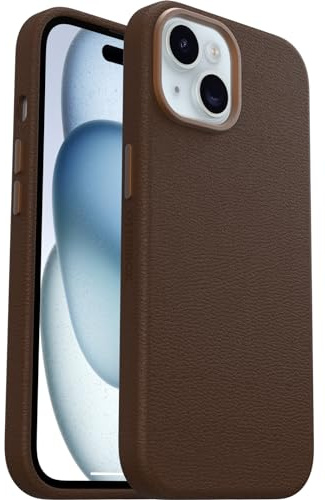 OtterBox Symmetry Series Cactus Leather MagSafe Hülle für iPhone 15, stoßfest, sturzsicher, dünne Schutzhülle, 3X mehr Stürze als nach Militärstandard, Braun