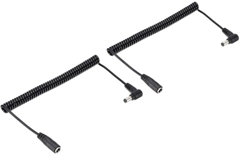 PATIKIL 5 fot 5,5 mm x 2,1 mm DC-strömkabel hane till hona 2 st upprullad rak vinklad kabeladapter för LED-remsa router övervakningskamera