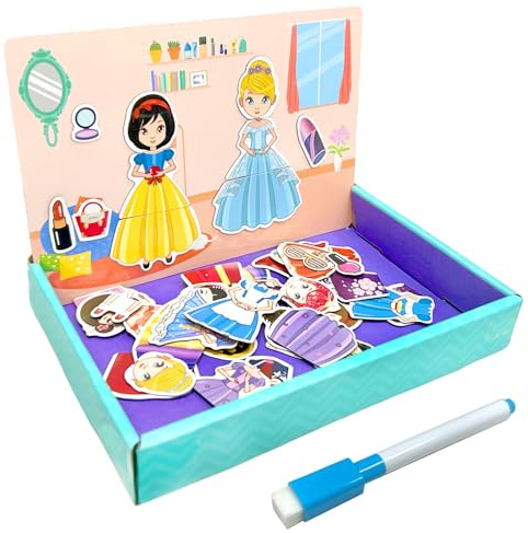 Magnetics Vestidos Princesa, Pegatinas para Vestir Princesas, Muñecas Magnéticas para Vestir, Juego Educativo con Piezas Magneticas para Niños a Partir de 3 Años