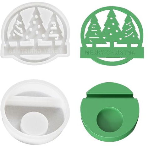 TYXHXTF 2 Pcs Christmas Candle Holder Mould, Christmas Candlestick Holder Mold, Christmas Tree Moulds, Candle Moulds for DIY Casting for DIY Crafts Home Decoration