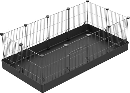 PILIN Corral para Animales pequeños con Puerta, Valla para Mascotas con Alfombra Impermeable, Jaula para Conejos, Jaula para cobayas, Cachorros, Gatitos 43x32 12 Piezas