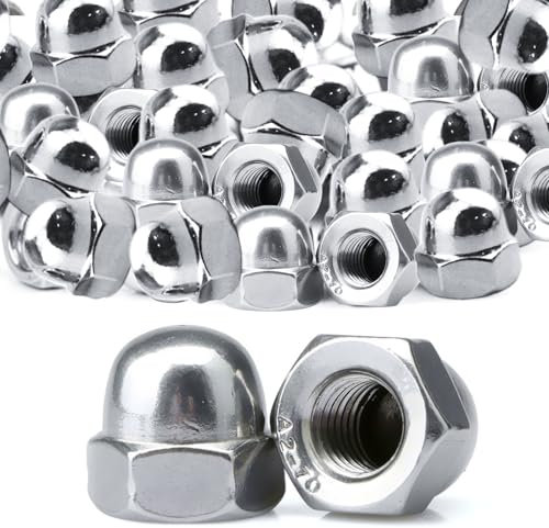 60 Stück Hutmutter M8 Verzinkt, DIN 1587 Sechskant Hutmuttern Hartmetall Stahl Hohe Form Hochwertige A2 V2A Kappenmuttern für Schrauben Gewindestangen & Gewindebolzen