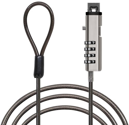 Waytex Câble Antivol PC à Code pour Prise USB, Câble de Sécurité Verrouillable pour Ordinateur Portable, PC, Mac sans Slot de sécurité - Longueur 1,90m