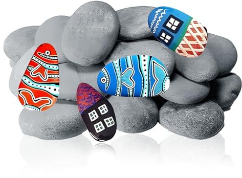 YJSDDNTY 20 Pietre da dipingere, 3 – 5 cm, ciottoli Decorativi, ciottoli Dipinti, ciottoli Lisci da dipingere, ciottoli, da Spiaggia, ciottoli, Fai da Te