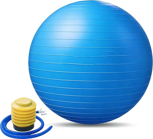 Exercise Ball - Anti-Burst System, Non-Slip Rings, Durable Material, Easy to Inflate, Ideal for Yoga, Pilates, Fitness, Balance Training,Pregnancy Birthing Gym, and Home Workouts with Pump 22Inch