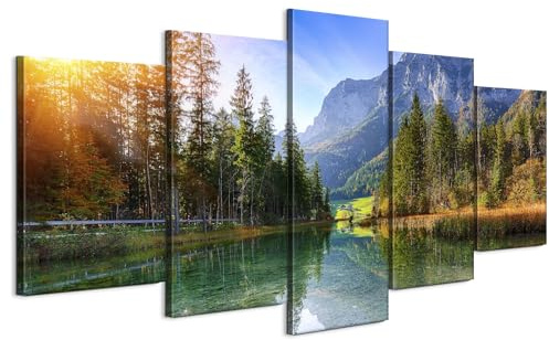 LUMASOUL Tableau Decoration Murale 5 pièces - Impression Sur Toile motif nature - Tableaux Cadres pour le Salon et Chambre à Coucher - tableaux 200x100 cm