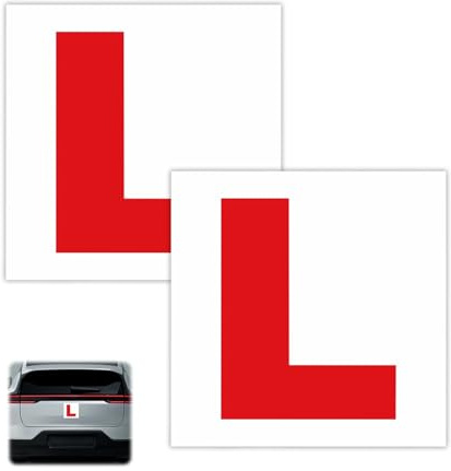 Fully Magnetic L-Plates for Car, Magnetic Learner Driver Plates with 8 Suction Cups, Red L Plate 2 Pack for Learner Plates, for Learning Drivers, Easy to Attach & Remove