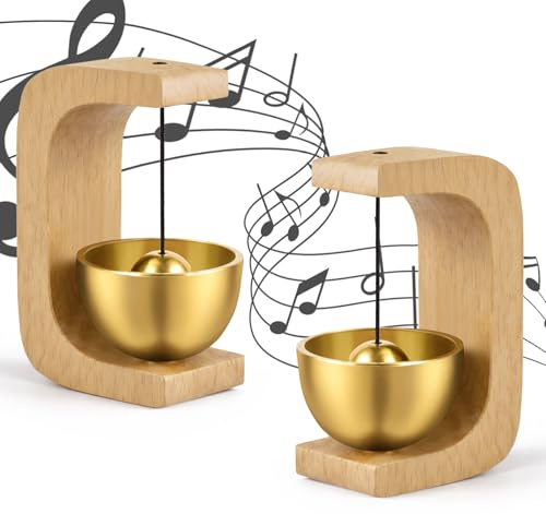 pangdapengpeng 2 pezzi Campanello per Negozianti, Gong per Porta in Legno, Campanello Magnetico per Porta per Porte, Ufficio, Negozio, Caffetteria (Faggio)