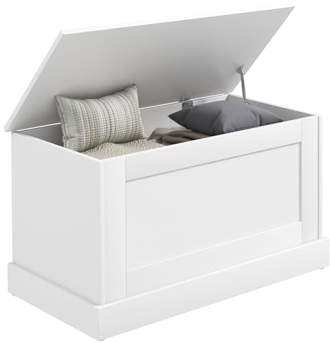 HOMCOM Coffre de Rangement Coffre à Jouets 80 x 40 x 45 cm Blanc