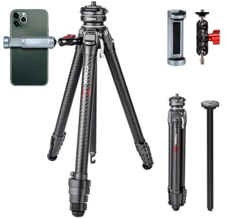 COMAN Zero F38 kolfiberstativ med 360° panoramakulhuvud och F38-videostativ för DSLR-kameror, lätt med höjd