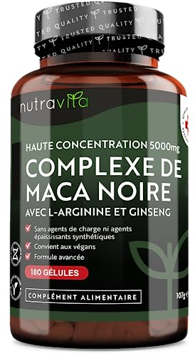 Maca Peruviana Complesso 5000mg per capsula - Complesso di Maca Nera ad altissima resistenza con Arginina – Radice Vegana di Black Maca - 6 mesi di fornitura - Nutravita