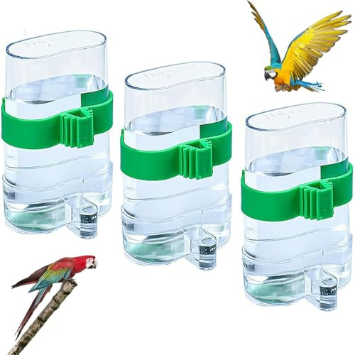 3 Pezzi Distributori d'Acqua per Uccelli, Mangiatoie Alimentatore a Gabbia, Uccelli Alimentatore Automatico, Dispenser Acqua Cibo per Uccelli, per Pappagallini, Canarini, Fringuelli, Parrocchetti