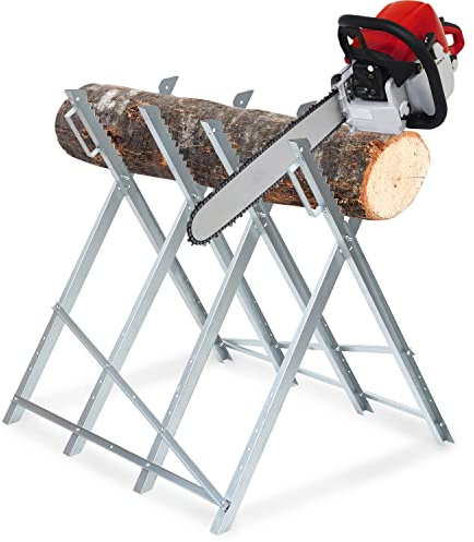Fiqops Sägebock für kettensägen 150kg Belastbarkeit Holzsägebock Verzinkt Sägegestell Zusammenfaltbar Kettensägebock Holzbock für Handsägen