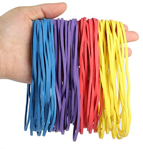 Hemiks 60 Large Coloured Rubber Bands, 15 Cm Thick Elastic Bands