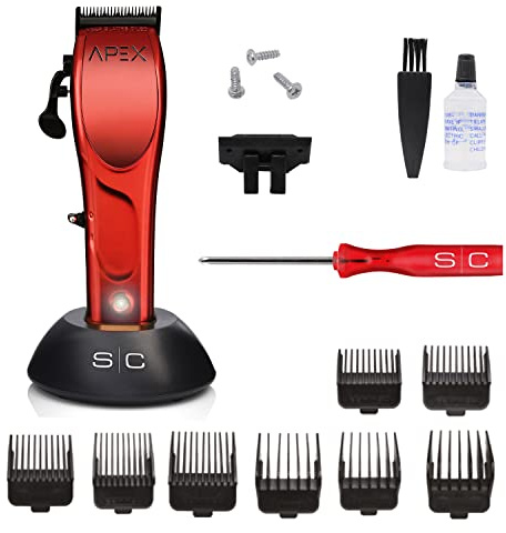 Stylecraft Professional Herrenhaarschneider hergestellt von Gamma Più, Clipper mit Rotationsmotor, 150 Minuten kabelloser Betrieb, verstellbare Klinge, 8 Kämme, Klingenhalter, Stabiles Metallgehäuse