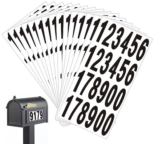 Rjayaa Lot de 15 feuilles d'autocollants en vinyle à coller sur les chiffres de 0 à 9 - 7,6 cm - Noir - Pour boîte aux lettres, maison, fenêtre, porte, adresse, 7,6 x 2,5 cm
