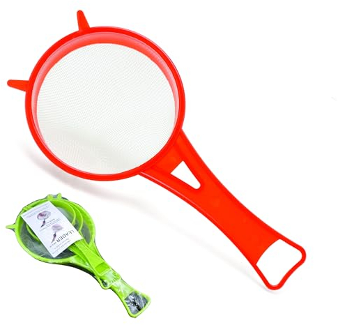 PARENCE.- Set di 3 mini setacci/setacci a maglia fine con manico in plastica - Diametro 6 cm, 8 cm, 11 cm/Tè, caffè, farina, rie, quinoa - Colori casuali