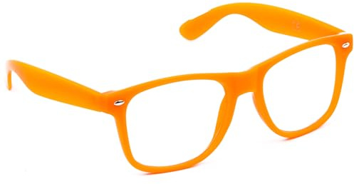 Mustavo Kids Childrens Orange Frame Glasses Clear Lens Geek Boys Girls Book Week World Book Day For Fancy Dress Costume Outfit Age 3-9 Years