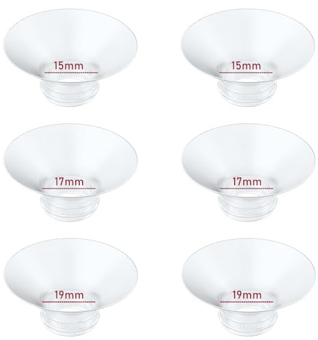 Insert de bride 15/17/19 mm 6 pièces Compatible avec Momcozy M5/M9/M6/S12 Pro/V1 Pro/V2 Pro, pour tire-lait Spectra/Medela/MomMed/eufy/Lansinoh/Elvie, convient pour bride/protège-tétine de 24 mm de la