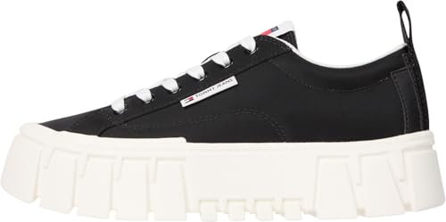 Tommy Jeans Donna Sneakers con Suola Alta Nylon con Plateau, Nero (Black), 36 EU