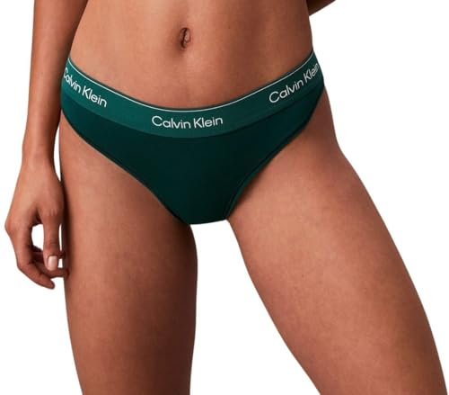 Calvin Klein String Femme Thong avec Stretch, Bleu (Turf), M