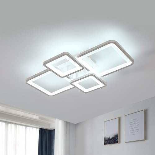 DELIPOP Plafon LED Techo Moderno, 56W 6300LM Lamparas de Techo Dormitorio Cuadrado Blanco Frío 6500K, Luz de Techo Acrílico 62cm para Salon Comedor Cocina Dormitorio Sala de Estudio, Blanco