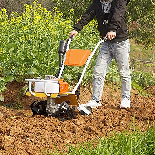 Cultivador de gasolina de 2,2 kW – Rotavator de motor de 2 tiempos con 4 cuchillas para aflojar el suelo – Cultivador inalámbrico y escarificador de césped para uso en jardín