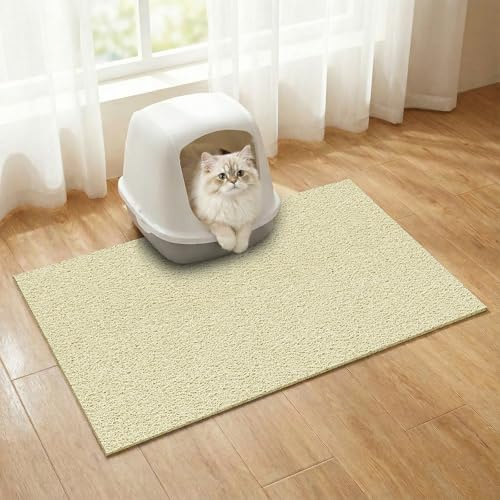 Bohemian Kitty Litter Mat 60x43 cm, Non-Slip Litter Box Mat, Washable Cat Litter Rug Catcher,Double-Layer Litter Trapping Mat for Scatter Control, Easy Clean Cat Food Mat & Floor Protector