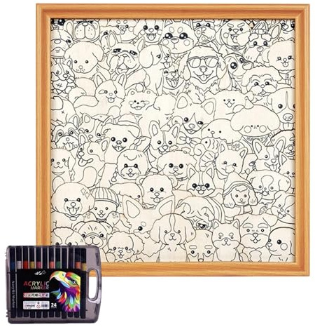 Puzzle Da Colorare,Fai Da Te Cornice Foto Cane Da Colorare,Puzzle Interattivo In Legno - Per Amanti Degli Animali Collezionisti Ragazzi Raduni Familiari Serate Di Gioco Vacanze Compleanno Casa
