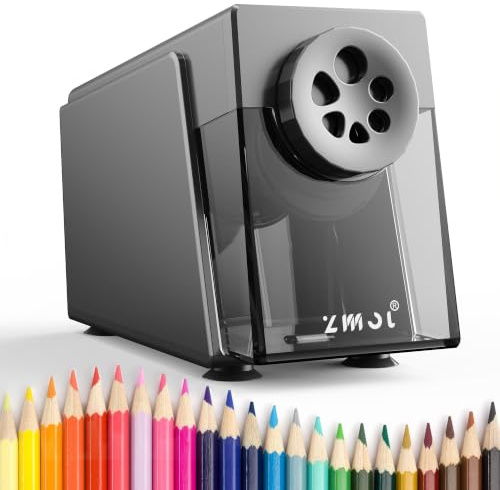 ZMOL Heavy Duty Electric Pencil Sharpener for Classroom, 6 Holes, Silver