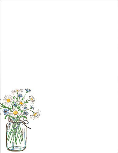 SamuelIStamper Great Papers! Mason Daisies Letterhead Stationery, 8.5 x 11, 80 count, Inkjet and Laser Printer Compatible (2020147)